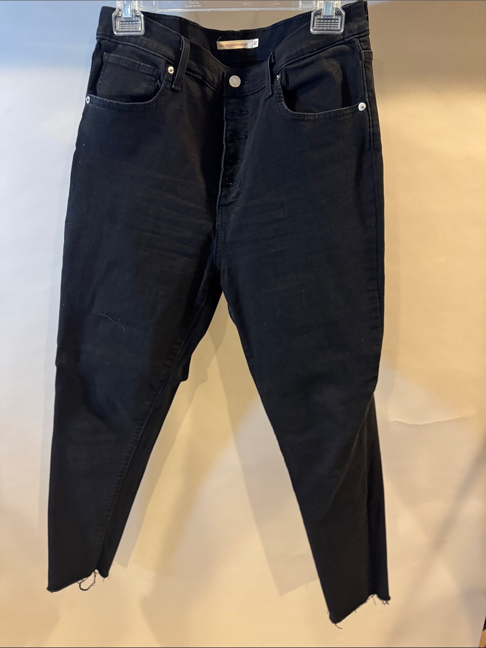 Levi's Black Mike High Super Skinny Ankle Crop Button-Fly Jeans
